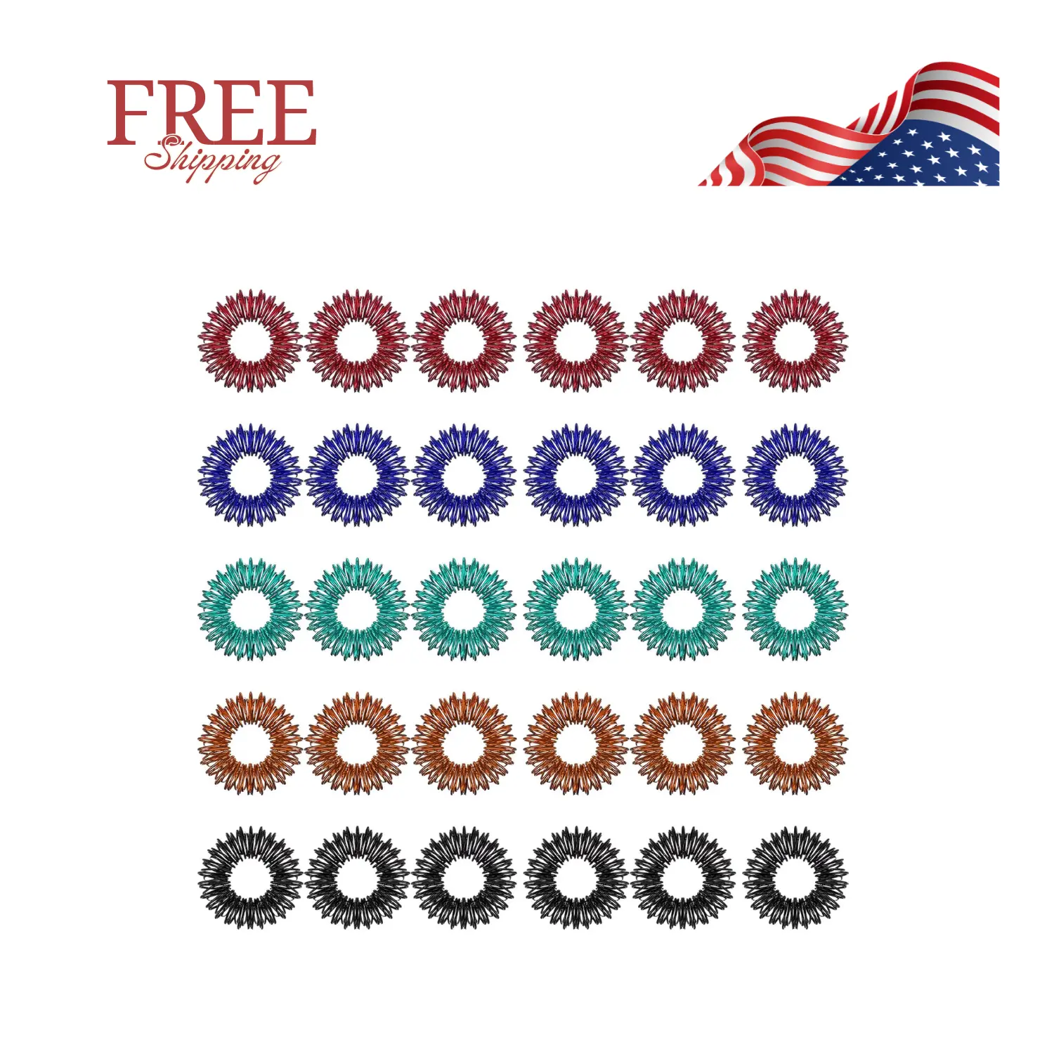 30 Pieces Acupressure Rings Spiky Sensory Rings Fresh Colors