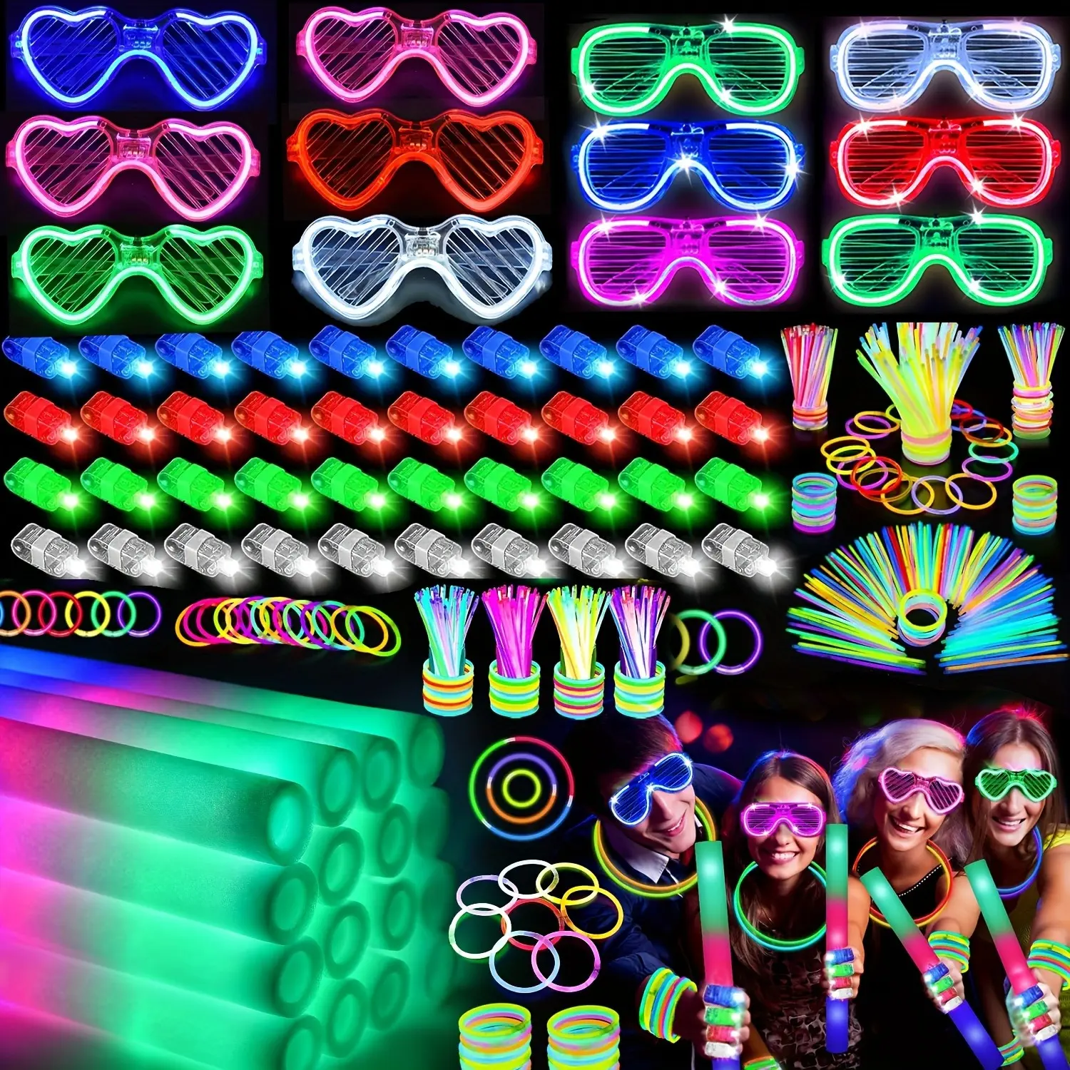 168pcs Party Supplies, Light Up Party Favors 12pcs LED Glasses, 16pcs Foam Glow Sticks, 40pcs Finger Lights, 100pcs Glow Sticks, for Wedding, Concert, Mardi Gras, Birthday Party, Ring Favors, for Halloween and Christmas Decoration [graduation2026]