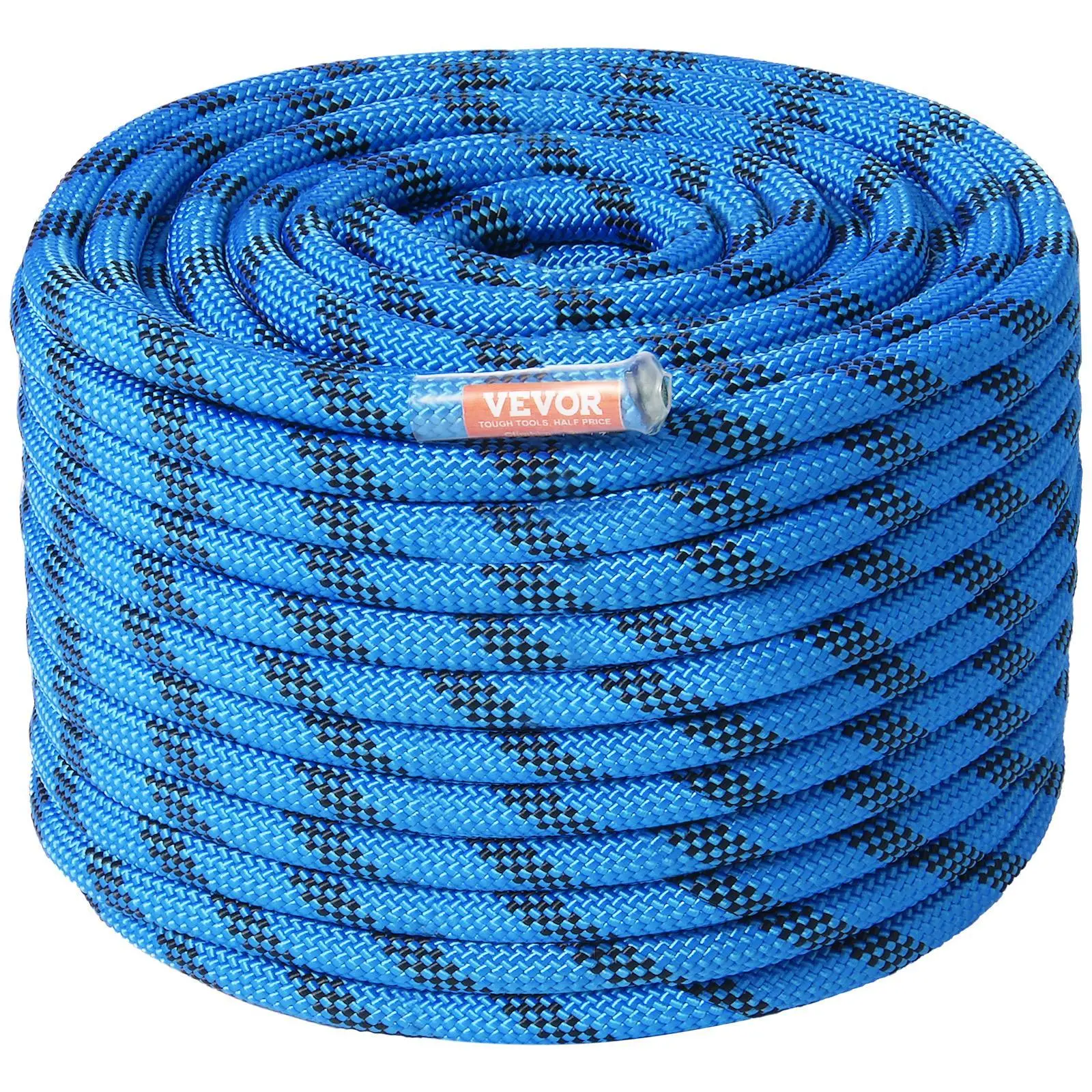 【Summerfinds】VEVOR 12.7mm Static Climbing Rope 60.9M(200ft) Outdoor Rock Climbing Rope 30KN Breaking TensionFiber Rope with Steel Snap Hooks for EscapeRappellingFire RescueBlue