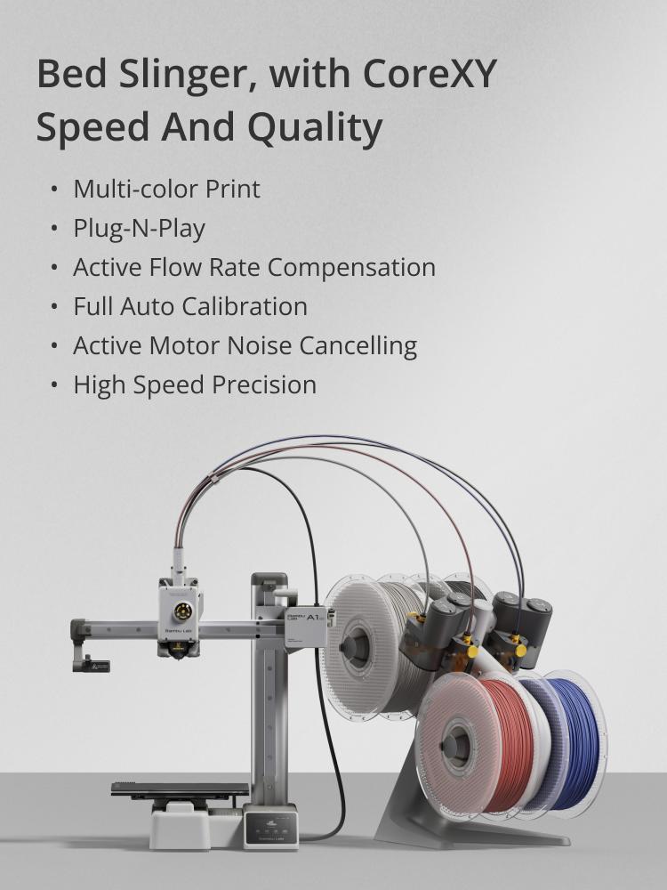 Bambu Lab A1 Mini 3D Printer, Support Multi-Color 3D Printing, Set Up in 20 Mins, High Speed & Precision, Full-Auto Calibration & Active Flow Rate Compensation, ?48 dB Quiet FDM 3D Printers