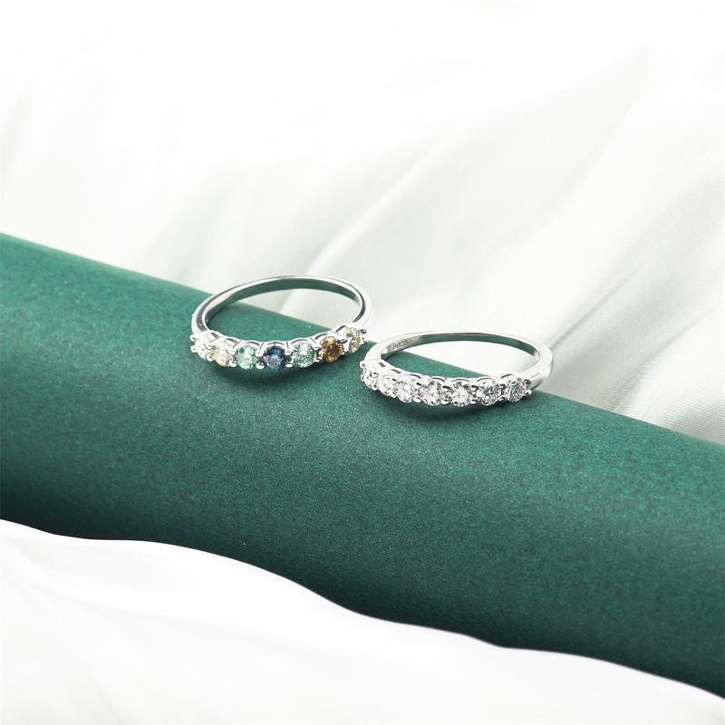 Delzzad 0.7ct Eternity Ring D Color Colorful Round Synthetic Moissanite S925 Ring Band Engagement Anniversary Wedding Valentine's Day Christmas Gift For Women Delzzad 0.7ct Eternity Ring D Color Colorful Round Synthetic Moissanite S925 Ring Band Engagement Anniversary Wedding Valentine's Day Christmas Gift For Women