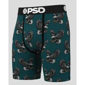 PSD Mens Eagle Print Boxer Brief - Standard Length 7 Inch Inseam, Soft and Breathable Poly Blend Fabric
