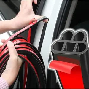 Car Door Seal Strip Rubber Double Layer Vehicle Weather Stripping Easy Install Soundproof Flexible Durable Car Door Edge Guard Protector Strip Car Door Seal Strip Universal Rubber Seal Strip Decoration Strip Sealant Strip Fit