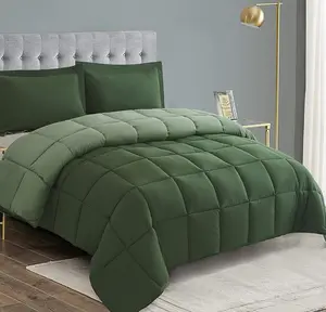 3-Piece Green Queen Comforter Set | All-Season Reversible Down Alternative Bedding | Quilted Duvet Insert with Corner Tabs | Breathable & Fluffy