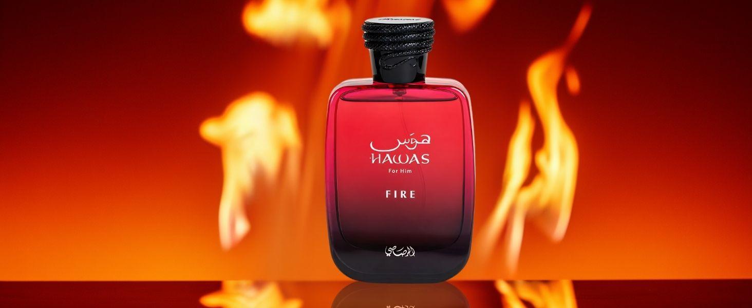 RASASI Hawas Fire Eau De Parfum Men Spray 100ML - Bold Arabian Perfume with Fiery Essence for Men, Long Lasting and Captivating Masculine Elegance