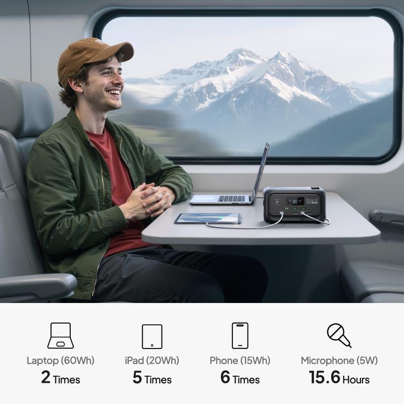 BLUETTI Elite 10 Portable Power Station 128Wh, 3.8 lbs Palm-Sized, Airline-Approved for Travel, Camping & Emergencies