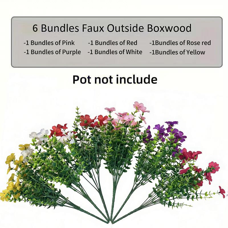 6-Color Artificial Flower (6/12pcs/set), UV Resistant Colorful Fake Flower, Decorative Bouquet for Home Garden Party Wedding Decor, Artificial Flowers Bouquet