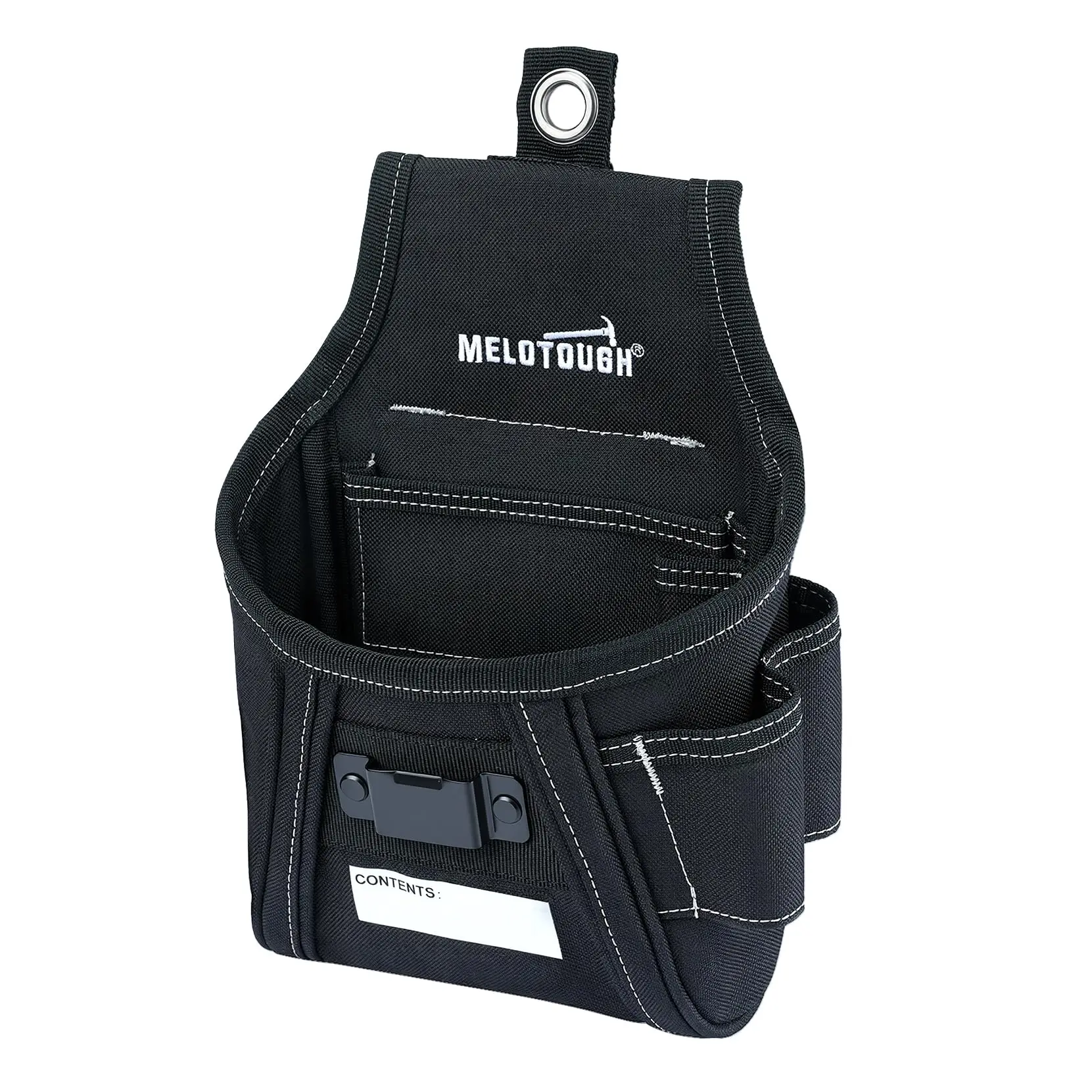 MELOTOUGH Nail and Screw Organizer, Heavy-Duty Construction Tool Pouch with Belt Clip & Hip-Mounted Holder for Electricians & Carpenters (Tool Organizing Solution), Tool Organizing Bag