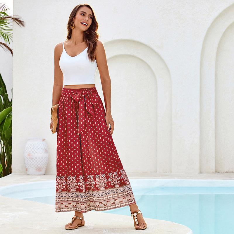 Grace Karin Women Elastic Waist Flared Pants Casual Full Length Bell-Bottoms