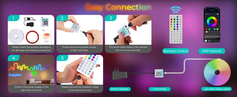 100FT Led Neon Rope Lights - Flexible Led Control with App/Remote Rope Lights 16.4FT Multiple Modes RGB IP65 Waterproof Outdoor Neon Music Sync Gaming Strip for Christmas Decor Indoor/Outdoor