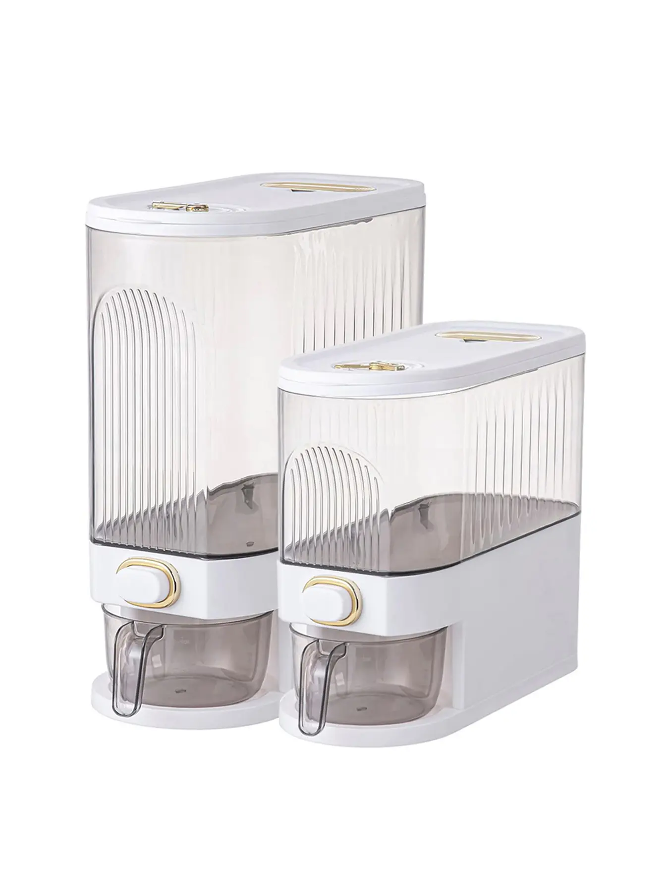 11Lbs/22Lbs Clear Rice Dispenser, Large Airtight Cereal Container with Lid, Time Scale & Measuring Cup, Moisture-Proof Food Storage Bucket for Rice, Grains, Coffee Beans, Corn, Soybeans and Oatmeal