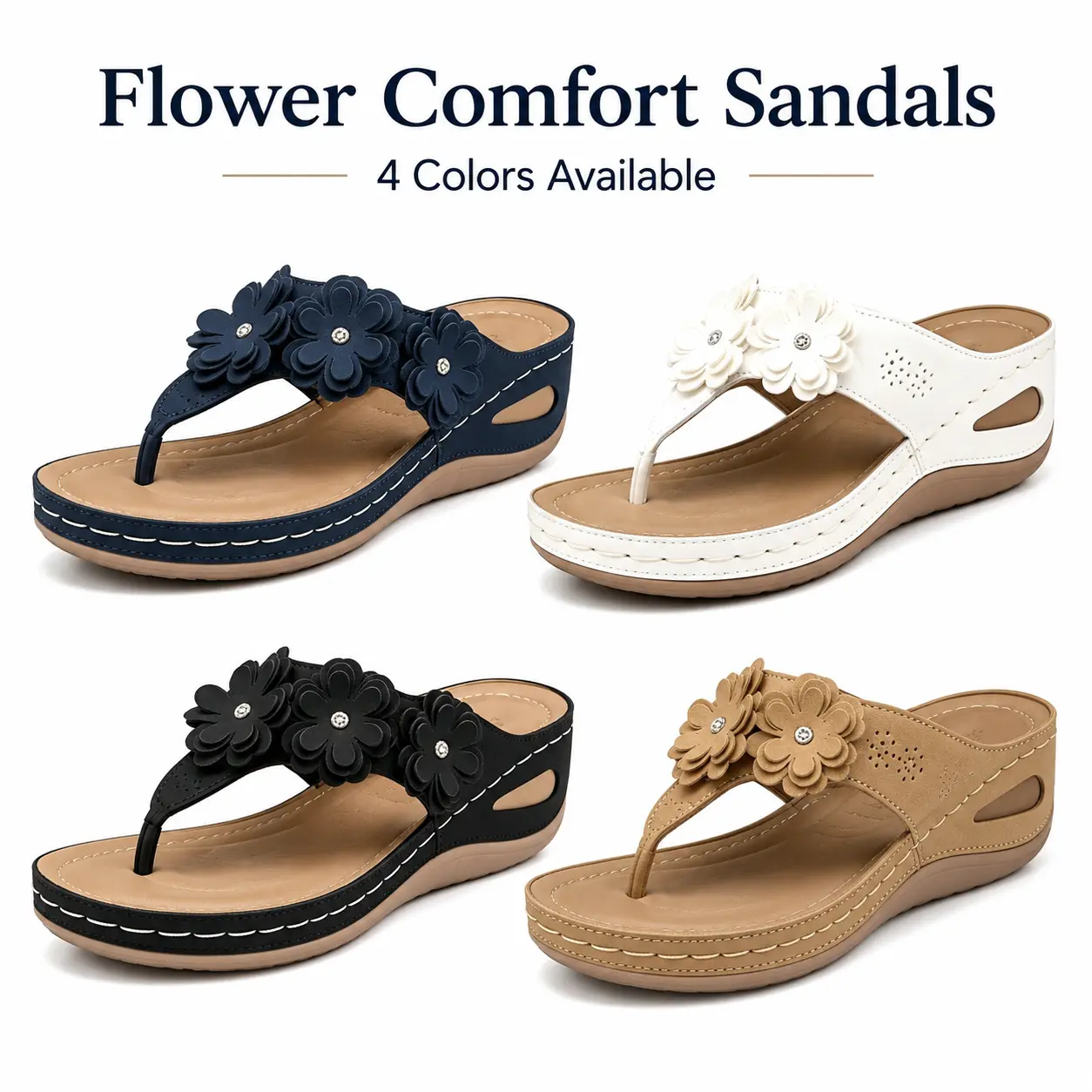 Women's Casual Floral Print Flower Shoes - Comfortable Round Toe Flipflop Slides, Lightweight Flat Footwear for Summer Beach Wear