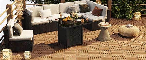 【27/54/108PCS】Yaheetech Acacia Wood Flooring Tiles - Waterproof Interlocking for Outdoor & Indoor/Patio/Garden/Deck, 12x12in - Durable & Natural Material