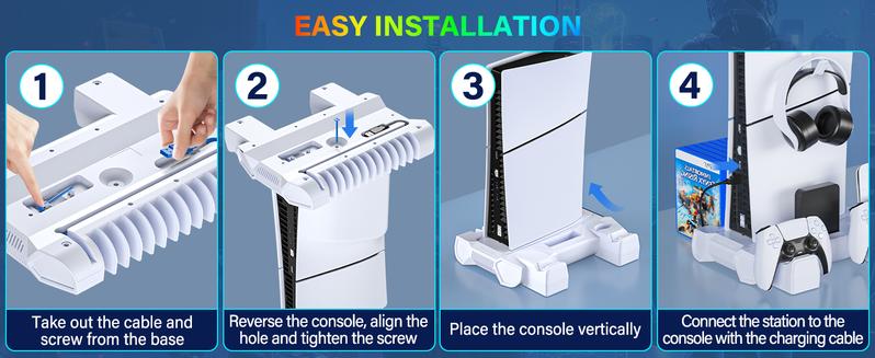 PS5 Cooling Station Charging Base with Upgraded Touch Screen for Standard/Slim/Pro, All-in-One Stand Compatible Disc/Digital, Dual Controller Charger,3-Level Cooling Fan, 3 USB Hub, Best Christmas Gift for Gamers PS5 Cooling Station Charging Base with Upgraded Touch Screen for Standard/Slim/Pro, All-in-One Stand Compatible Disc/Digital, Dual Controller Charger,3-Level Cooling Fan, 3 USB Hub, Best Christmas Gift for Gamers