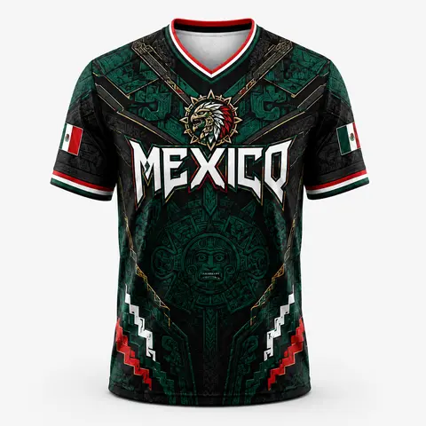 Men’s V-Neck Short Sleeve Sportswear Gym Tees - Lightweight Ethnic Athletic Apparel Tops with Aztec Calendar-Inspired Eagle Warrior All Over Print, for Soccer Fan Style Game Day, Party Outfits