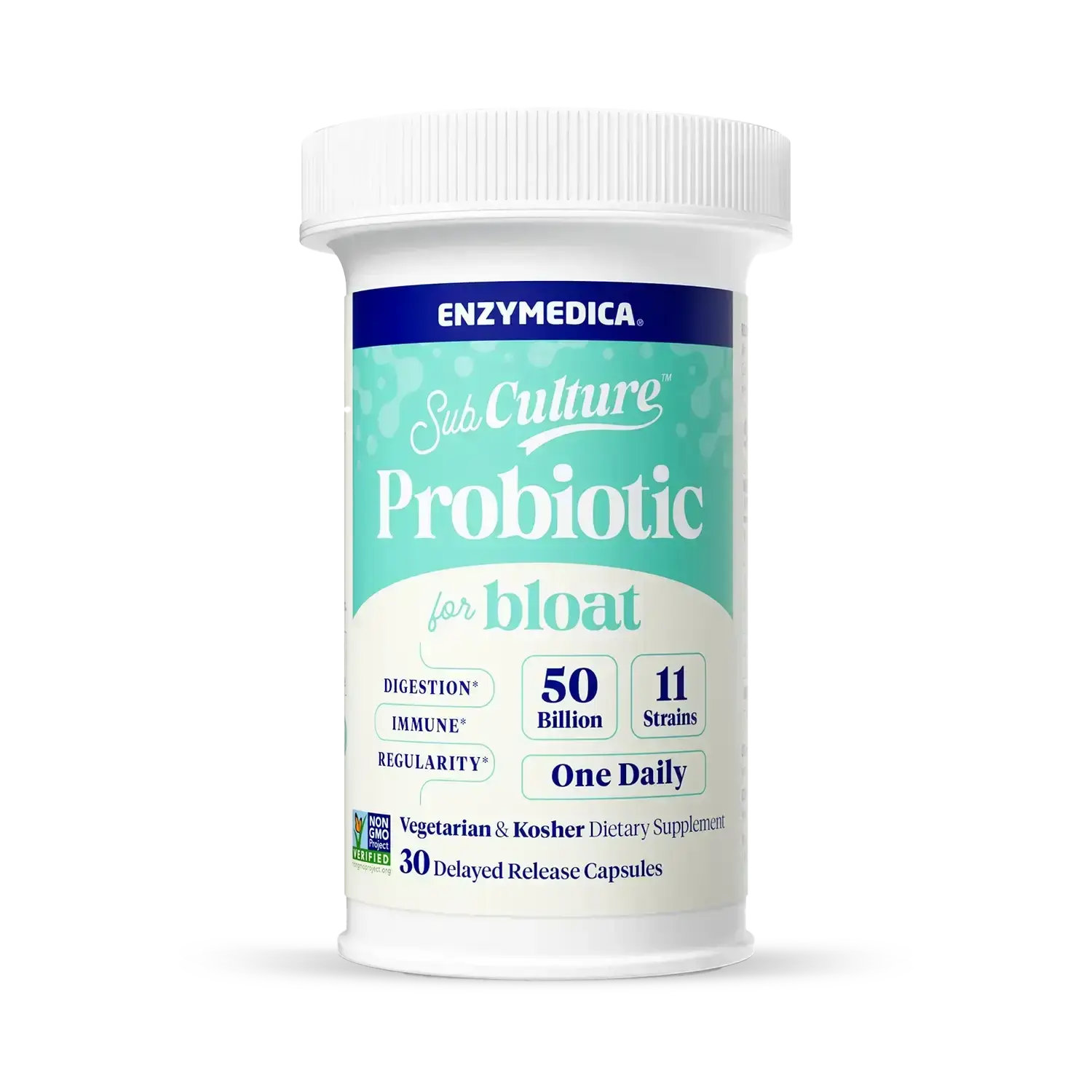 Enzymedica SubCulture Probiotic for Bloat & Digestive Health - Probiotic Supplement Capsules for Women & Men, 50 Billion CFU, Gut Health Support for Adults, Helps Occasional Gas & Bloating - 30 Caps