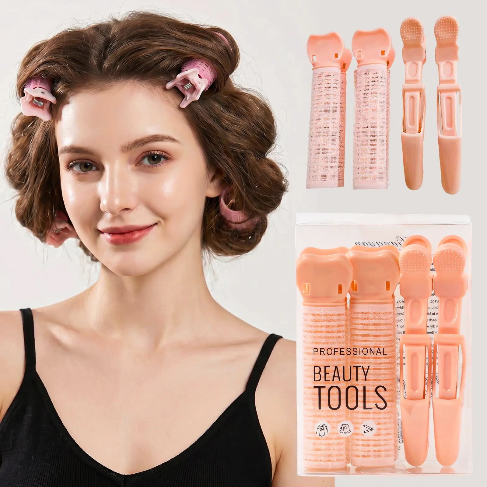 52g Heatless Curl Clip and Roll Set - Non-Toxic, Unscented Haircare Styling Accessory, No Battery Needed for Color and Chemically Treated, Curly Hair