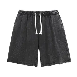 Garment Washed Cotton Drawstring Shorts – Relaxed Fit Casual Summer Bottoms with Elastic Waistband