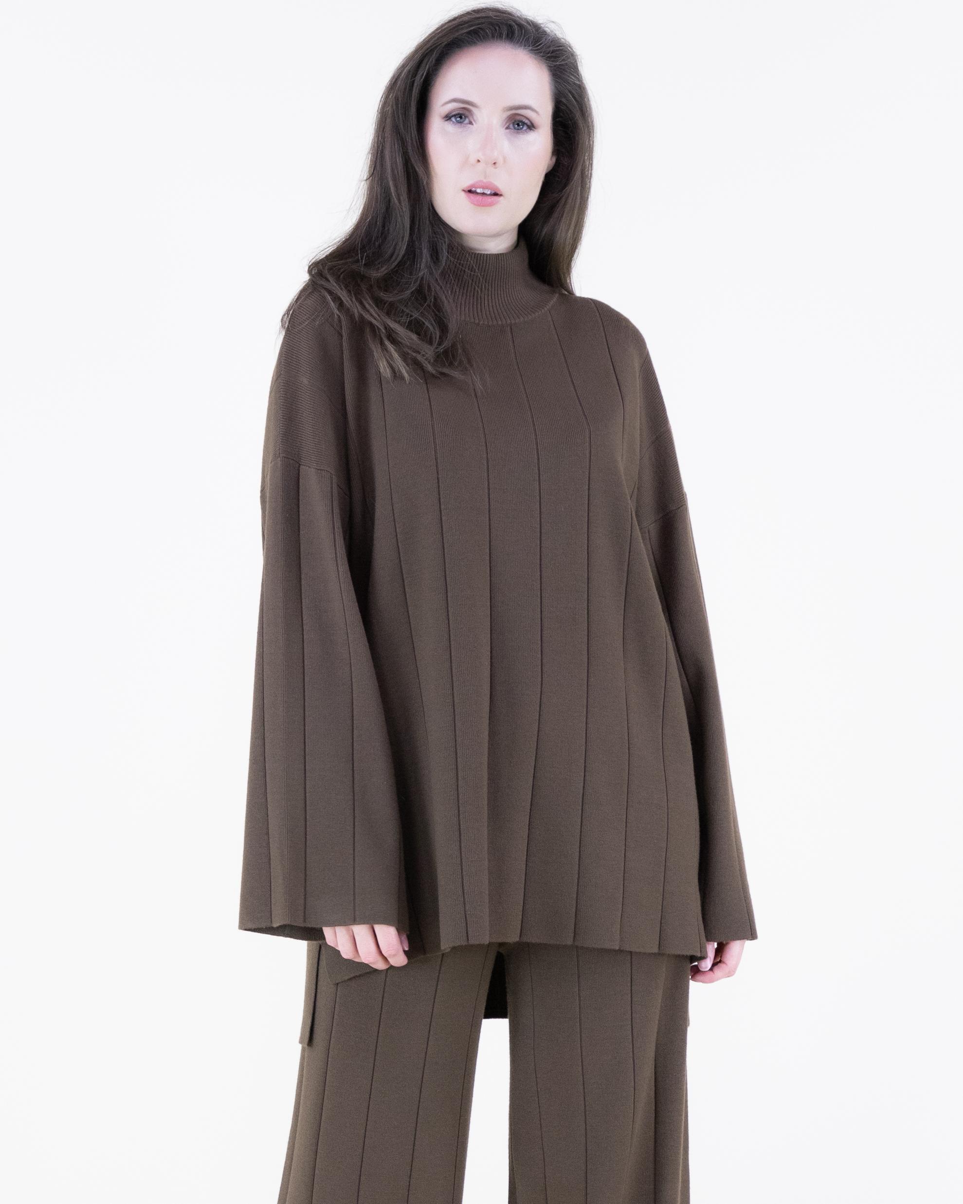 Women's Ribbed High-Neck Sweater & Matching Wide-Leg Pants Womenswear Top, Pants or Two-Piece Set Options