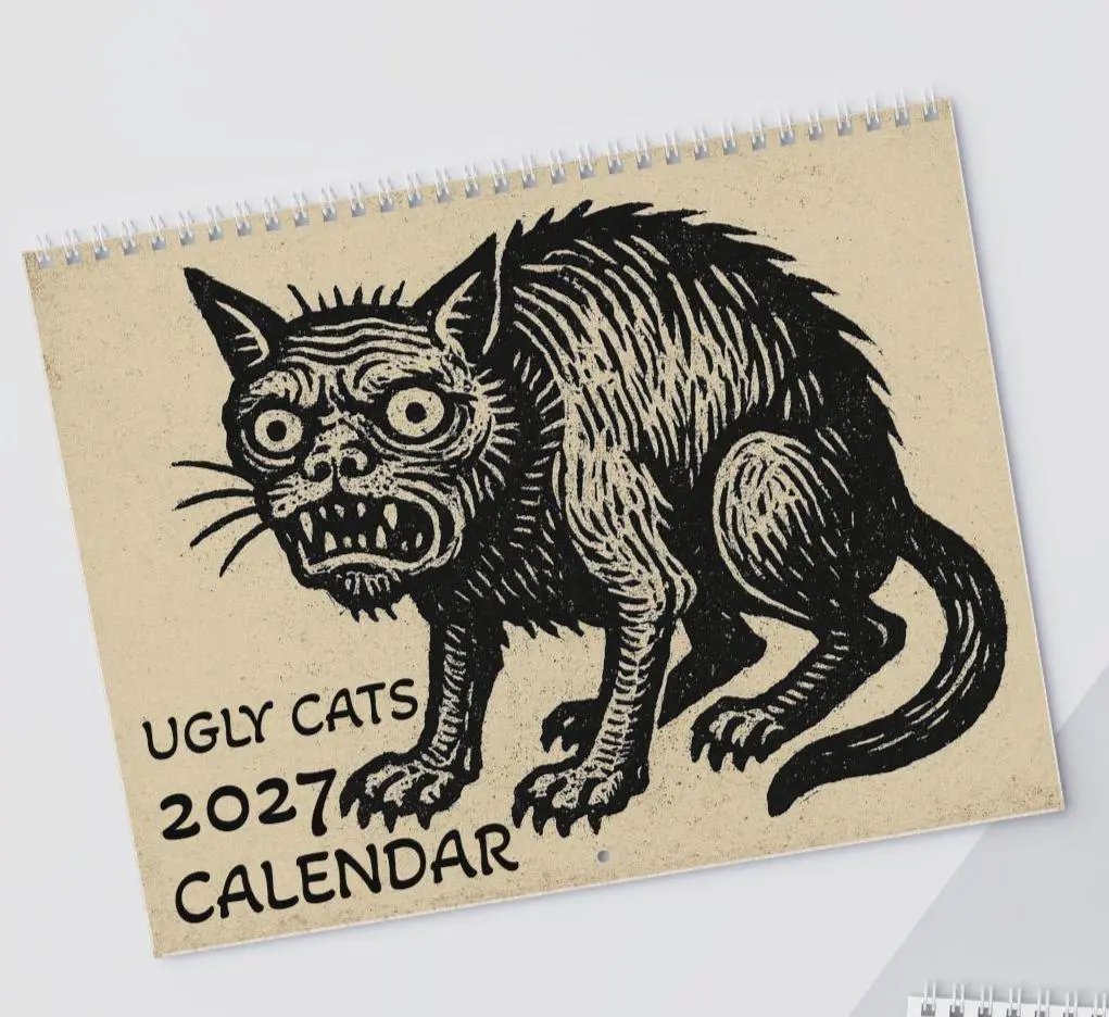 Whimsical Scruffy UGLY Cats 2027 Wall Calendar | 12-Month Monthly Calendar