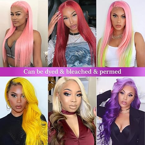 Hot Star 613 Blonde and Neon Red Straight and Body Wave HD Transparent 13x6 Lace Front Human Hair Wigs for Women Glueless Brazilian Lace Frontal PrePlucked Wig