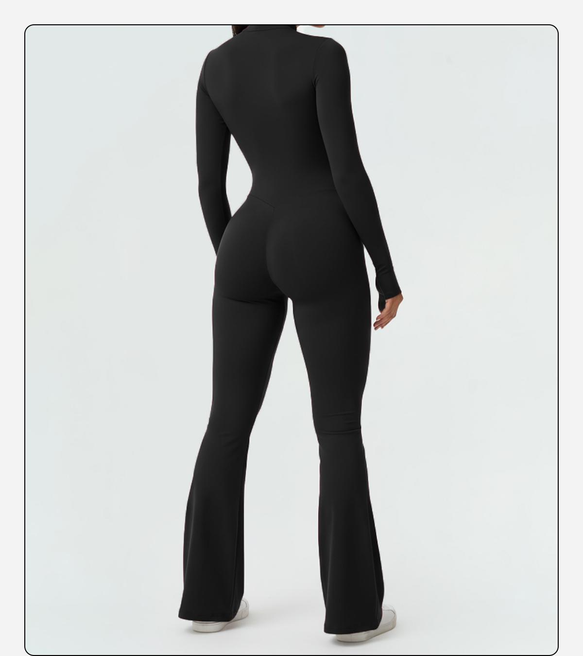 MFVIM Sporty Women’s Solid Color Half Zip Mock Neck Sports Jumpsuit by  - Casual, Comfortable, Breathable Long Sleeve Skinny Jumpsuit for Yoga, Gym, Workouts Stretchable Activewear SpringStatements