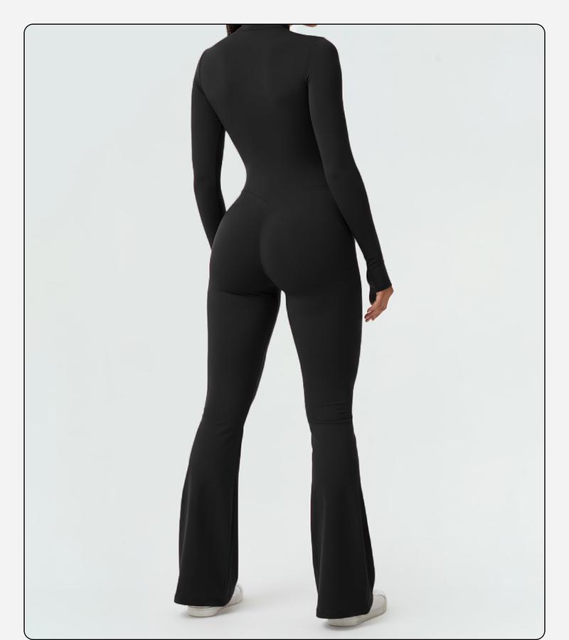 MFVIM Sporty Women’s Solid Color Half Zip Mock Neck Sports Jumpsuit by - Casual, Comfortable, Breathable Long Sleeve Skinny Jumpsuit for Yoga, Gym, Workouts Stretchable Activewear MFVIM Sporty Women’s Solid Color Half Zip Mock Neck Sports Jumpsuit by - Casual, Comfortable, Breathable Long Sleeve Skinny Jumpsuit for Yoga, Gym, Workouts Stretchable Activewear