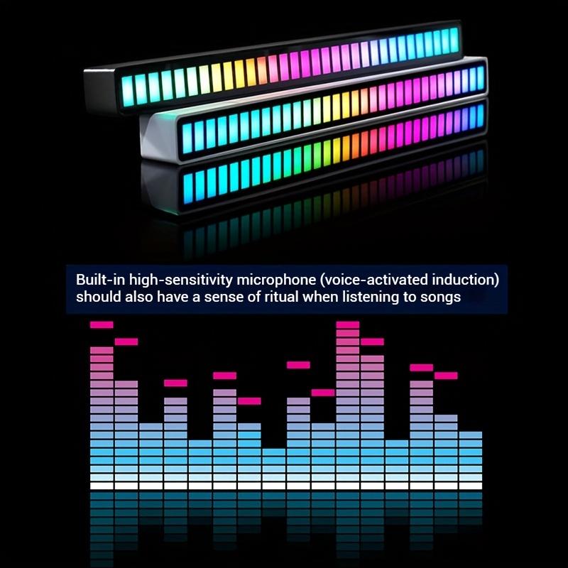 RGB LED Pickup Lights, RGB Colorful Sound Rhythm Light Bar, Voice-Controlled Sync Rhythm Light, Colorful Music Atmosphere Light for Desktop Gaming Esports Party, Night Light