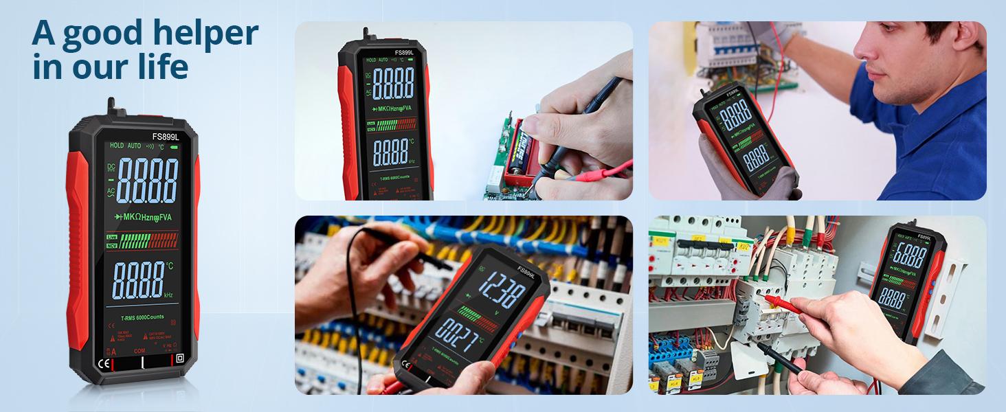 USB Rechargeable 6000 Counts Digital Smart Multimeter Auto-Ranging with Large Display Capacitance Ac/Dc Voltmeter Resistance NCV Temperature Continuity Diode Live Check Electric Tester Tool