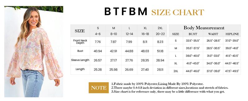 BTFBM 2026 Women's Casual Blouse Shirts V Neck Long Puff Sleeve Shirts Lightweight Chiffon Spring Summer Tops #Outdoorfun