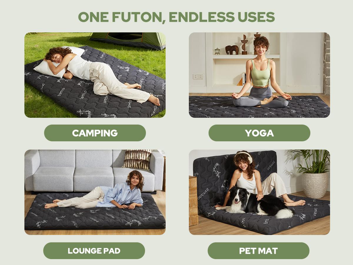 【BEDLORE】Japanese Floor Futon Mattress Twin Size, Viscose Derived from Bamboo, 3" Thick Tatami Mat with High-Density Foam, Foldable & Portable Roll-Up Sleeping Pad, Ideal for Guest Room & Home Use，home comfort tools