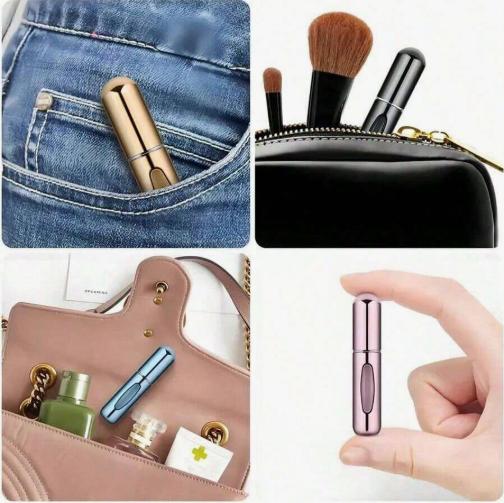 Portable Mini Perfume Atomizer Spray Bottle Refillable Travel Size Fragrance Dispenser Leakproof Easy To Fill For On The Go Touch Ups Ideal For Carrying Favorite Scents In Purses Pockets Gym Bags And During Travel Or Shopping Trips Compact Cosmetic