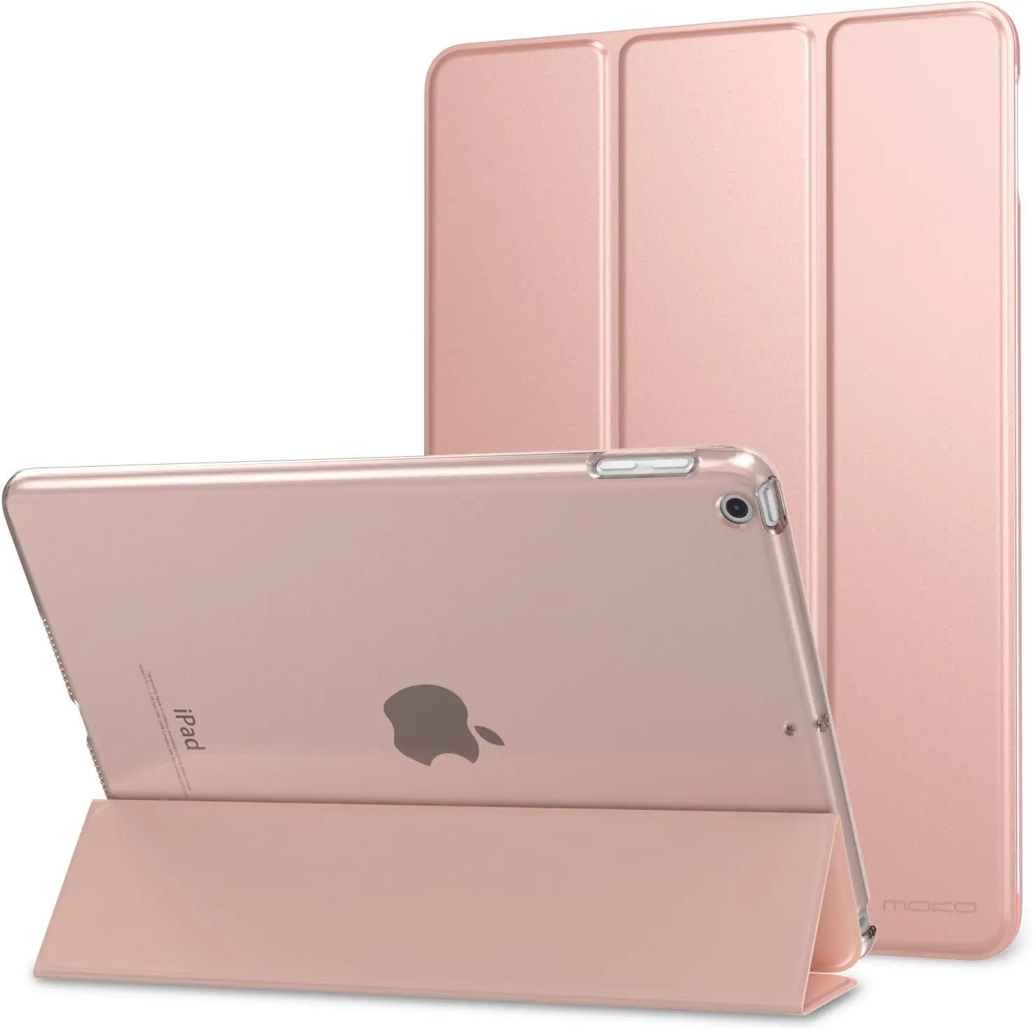 MoKo Case Fit 2018, 2017 iPad 9.7 5th, 6th Generation - Slim Lightweight Smart Shell Stand Cover with Translucent Frosted Back Protector Fit Apple iPad 9.7 Inch 2018,2017, Rose Gold(Auto Wake, Sleep)