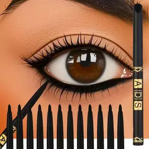 12pcs Waterproof & Smudgeproof Eyeliner Set - Easy Twist-Up Design, Matte Finish, Black, Perfect for Daily Eye Makeup, Eyeliner Pencils|Sleek Eyeliner|Smudgeproof Liner, Eyeliner Pencils