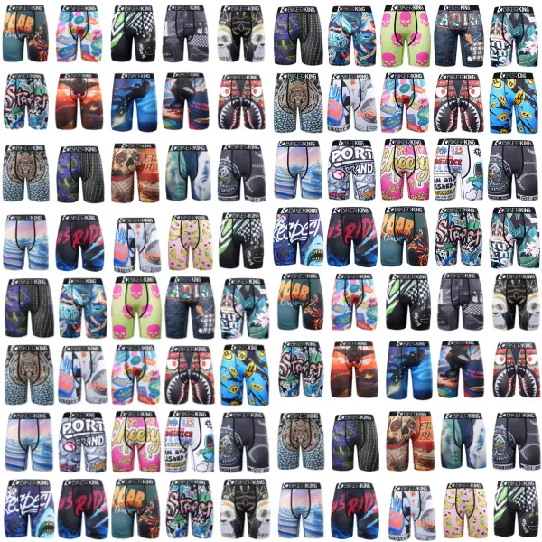1PCS/2PCS/3PCS/4PCS Men's underwear printed pattern sports flat underwear polyester quick drying breathable sports underwear suitable for running, gym, mid waist, s-XXXL