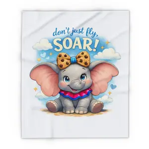 Motivational Lap Blanket - "Don't Just Fly, SOAR!" Cute Elephant Fleece Throw