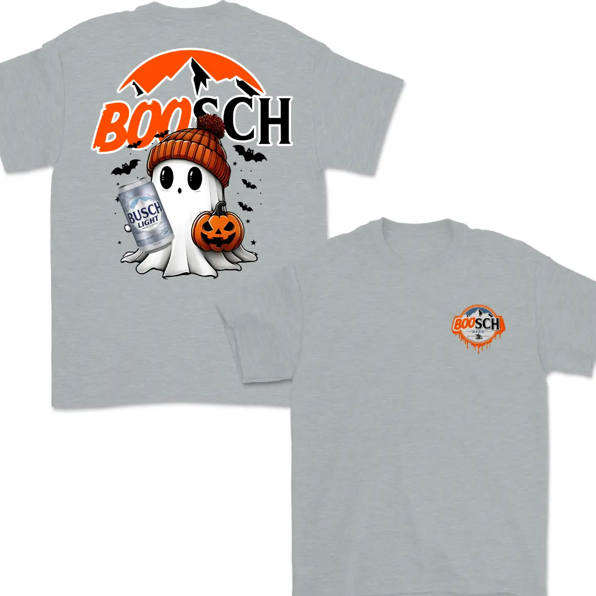 Boosh Light Cute Boo Ghost Halloween 2 Sided T-Shirt, Busch Light Halloween Shirt For Men And Women, Halloween Cute Ghost Trendy Shirt