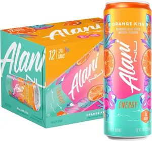 Alani Nu Energy Drink Orange Kiss 12 Pack 12oz Cans Zero Sugar 200mg Caffeine Boosting Beverage