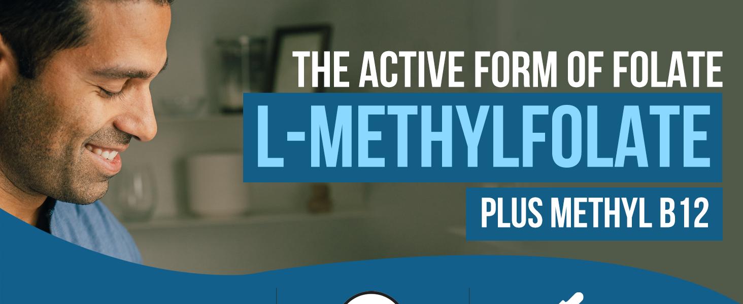L- Methylfolate 15mg + B12 Pro Strength, Liquid 5-MTHF Form, Supports Mood, Methylation, & Cognition Supplement Energy Levels Vitamin Methylcobalamin
