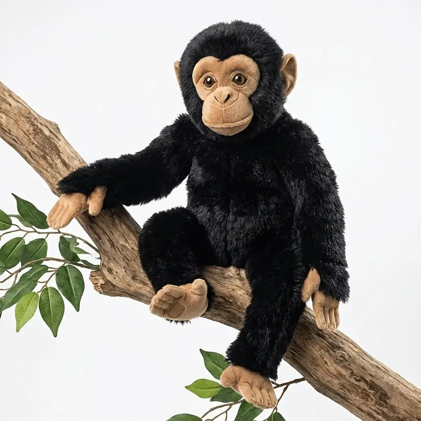 Viral Punch Monkey Chimpanzee Plush Toy — Ultra Soft, Realistic Black Chimp Huggable Soft Adorable Stuffed Animal, Perfect for Cuddling, Room Decor, Gifting & Comfort for Kids and Adults Alike, Soft Cuddly Gift, Stuffed Animal Gifts
