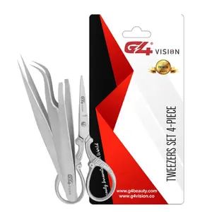 G4 Professional Eyelash/ Eyebrow Scissor Tweezer Stainless Steel Splinter Ingrown Hair Removal Tweezer