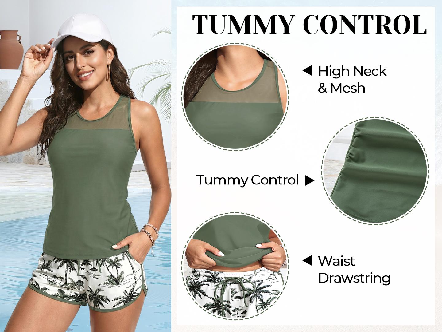 Aqua Eve Women Tankini with Shorts - Tummy Control Two Piece Swimsuit High Neck Bathing Suit with Pockets 2026 Swimwear Aqua Eve Women Tankini with Shorts - Tummy Control Two Piece Swimsuit High Neck Bathing Suit with Pockets 2026 Swimwear