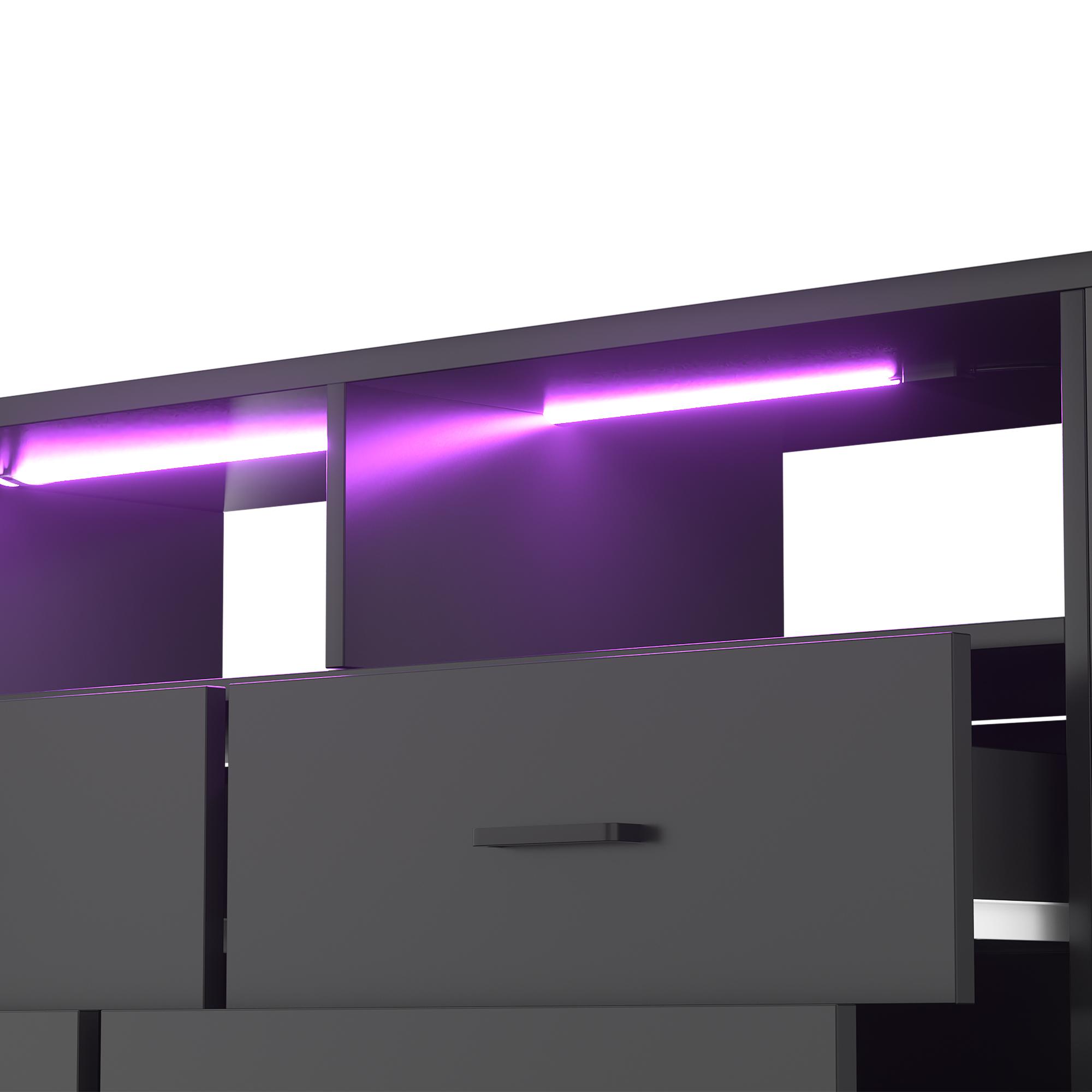 Unikito 4-Drawer Dresser with Charging Sockets and RGB LED Light, Bedroom Storage Cabinet for Living Room, Foyer - 39'' Dresser with Power Outlets