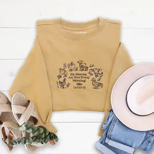 Love in Faith | “His Mercies Are New” Farm Embroidered Crewneck Sweatshirt, Inspirational Christian Pullover Top