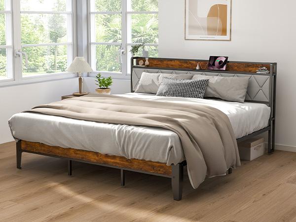 Full Bed Frame with Headboard, Underbed Storage, Built-in Charging Ports, Sturdy Noiseless Design, Tool-Free Assembly, No Box Spring Needed Full Bed Frame with Headboard, Underbed Storage, Built-in Charging Ports, Sturdy Noiseless Design, Tool-Free Assembly, No Box Spring Needed