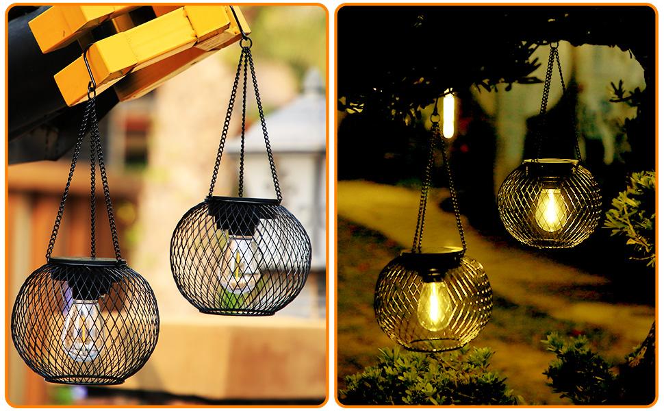 Outdoor Solar Hanging Light,2/4 packs Solar Lantern Outdoor Garden with IP65 Waterproof,Waterproof Lantern For Halloween Christmas Deco Festival,Waterproof Tree Light for Garden Yard Pathway,Garden Decor