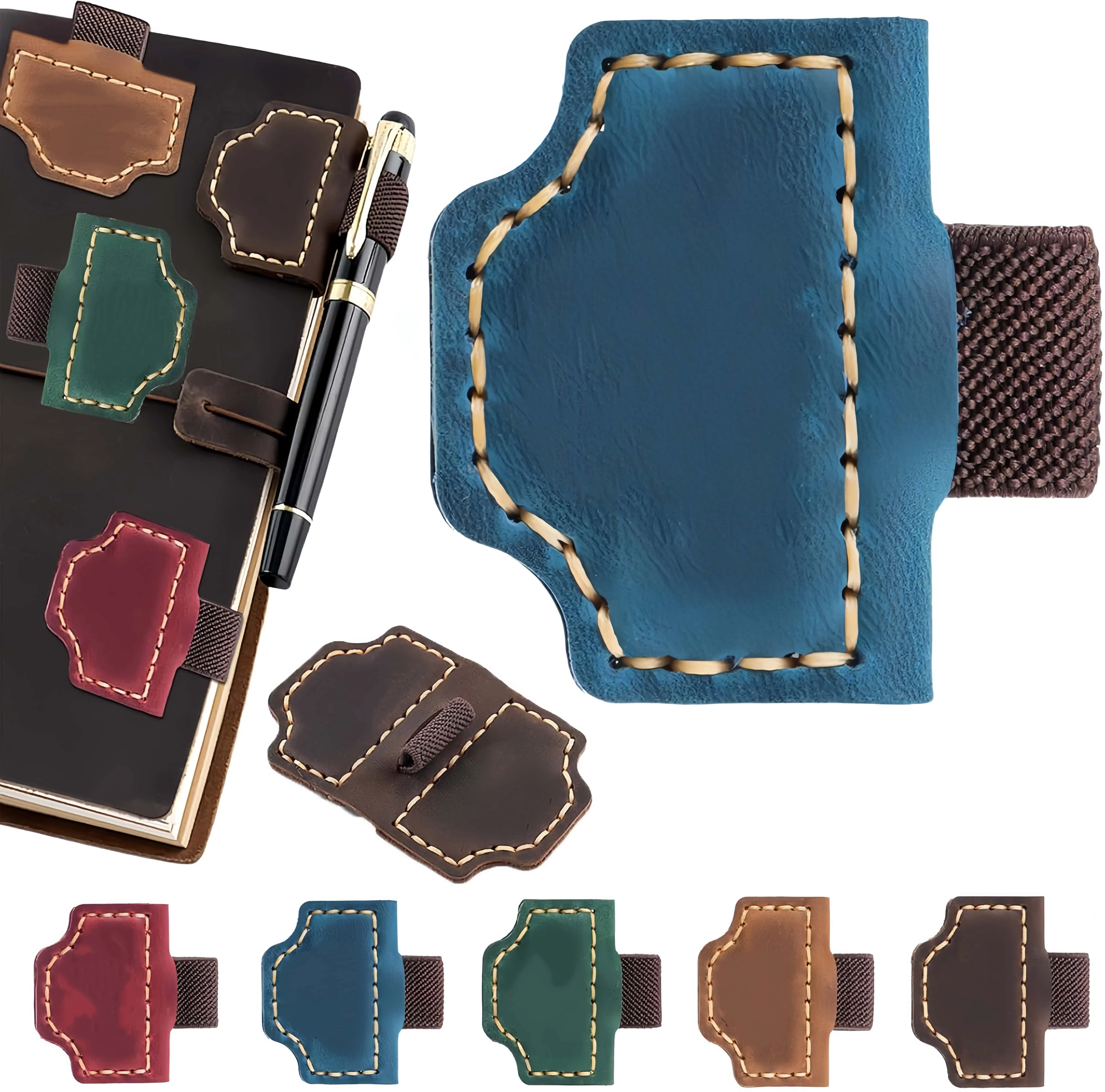 Quality Faux Leather Magnetic Bookmark with Pen Holder-Marker, Dual Magnets, Classic Office Stationery for Books Readers, Portable Gift for Women-Men (Computers & Office Supplies), Office Accessories, Bookmark + Pen