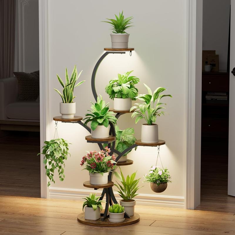 Plant Stand Indoor with Grow Lights - 8 Tiered Corner Plant Shelf Indoor, Tree-Shaped 46.3" Tall Plant Rack Display for Indoor Plants Multiple, Flower Holder for Living Room Patio Balcony