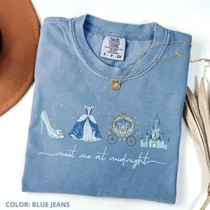 Comfort Colors Meet Me at Midnight T-Shirt, Vintage Midnight Party Graphic Tee, Magical Carriage Style Shirt, Girls Trip Aesthetic Cotton Tee
