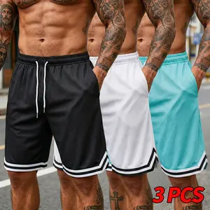 Men’s fashion casual athletic shorts, 3-pack, elastic waistband, quick-drying breathable running shorts for summer, suitable for everyday wear, gym training, and outdoor activities